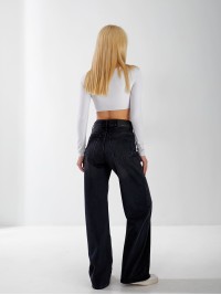 Джинси Burgas Wide leg жіночі чорного кольору 33057