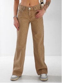Джинси Stanley Wide leg жіночі бежевого кольору 33060