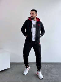 Чоловічий спортивний костюм на змійці чорного кольору 33062