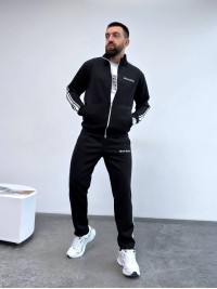 Чоловічий спортивний костюм з лампасами чорного кольору 33063
