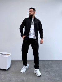 Чоловічий спортивний костюм з лампасами чорного кольору 33063