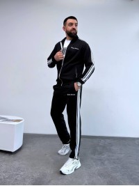 Чоловічий спортивний костюм з лампасами чорного кольору 33063