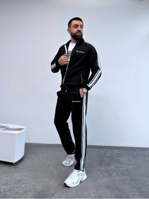 Чоловічий спортивний костюм з лампасами чорного кольору 33063