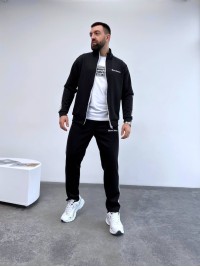 Чоловічий спортивний костюм з лампасами чорного кольору 33063