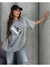 Жіноча футболка з малюнком сiрого кольору 33073