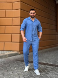 Чоловічий брючний костюм свiтло-синього кольору 33082