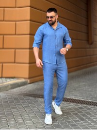 Чоловічий брючний костюм свiтло-синього кольору 33082