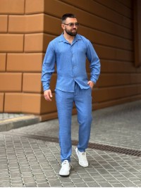 Чоловічий брючний костюм свiтло-синього кольору 33082