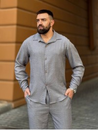 Чоловічий брючний костюм сiрого кольору 33083