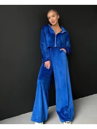 Жіночий легкий костюм на блискавці синього кольору 33114