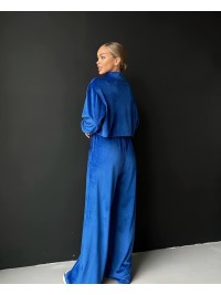 Жіночий легкий костюм на блискавці синього кольору 33114
