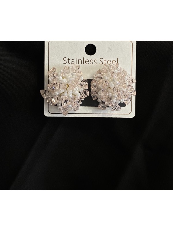 Сережки з бісером рожевого кольору 33124