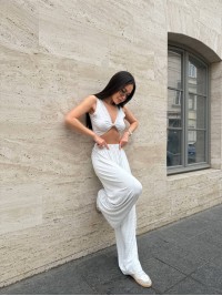 Жіночий прогулянковий костюм (топ+штани) сiрого кольору 33131