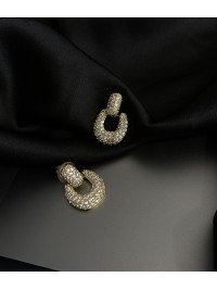 Сережки з камінчиками золотого кольору 33128