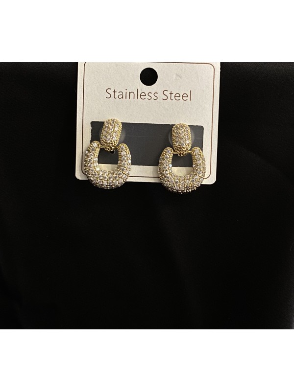 Сережки з камінчиками золотого кольору 33128