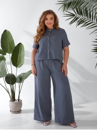 Жіночий легкий класичний костюм графiтового кольору 33136