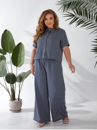 Жіночий легкий класичний костюм графiтового кольору 33136