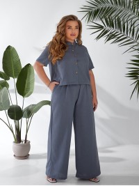 Жіночий легкий класичний костюм графiтового кольору 33136