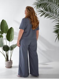 Жіночий легкий класичний костюм графiтового кольору 33136