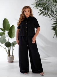 Жіночий легкий класичний костюм чорного кольору 33137