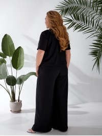 Жіночий легкий класичний костюм чорного кольору 33137