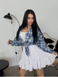 Повітряна спідниця-шорти міні молочного кольору 33154