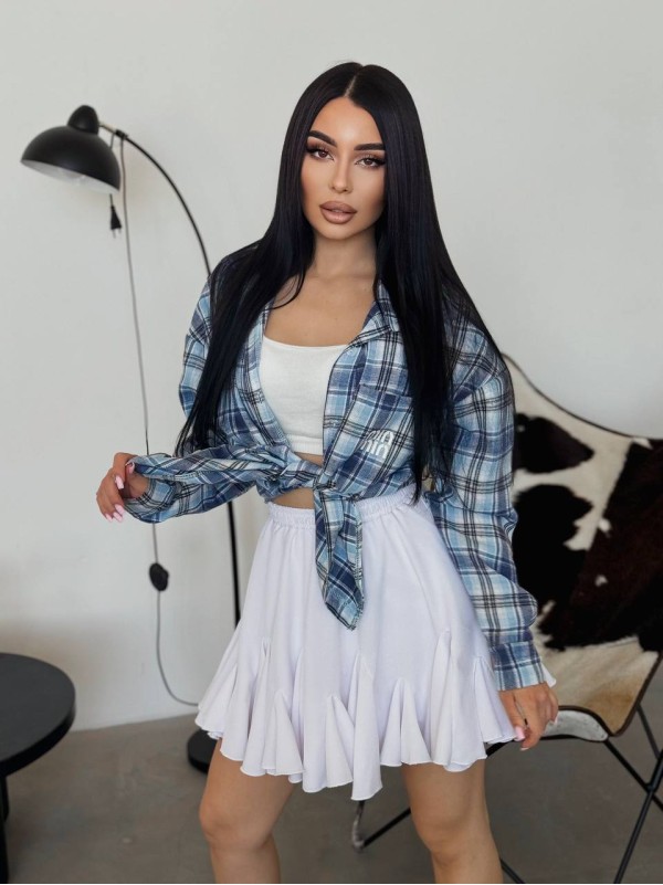 Повітряна спідниця-шорти міні молочного кольору 33154