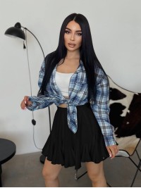 Повітряна спідниця-шорти міні чорного кольору 33155