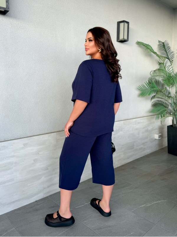 Легкий повсякденний костюм синього кольору 33181