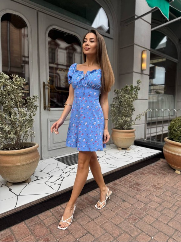 Літня сукня міні синього кольору 33208