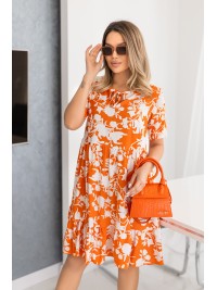Літня сукня вільного крою в квiтку помаранчевого кольору 33215