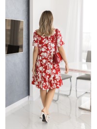 Літня сукня вільного крою в квiтку червоного кольору 33216
