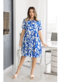 Літня сукня вільного крою в квiтку синього кольору 33217