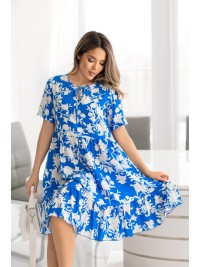 Літня сукня вільного крою в квiтку синього кольору 33217