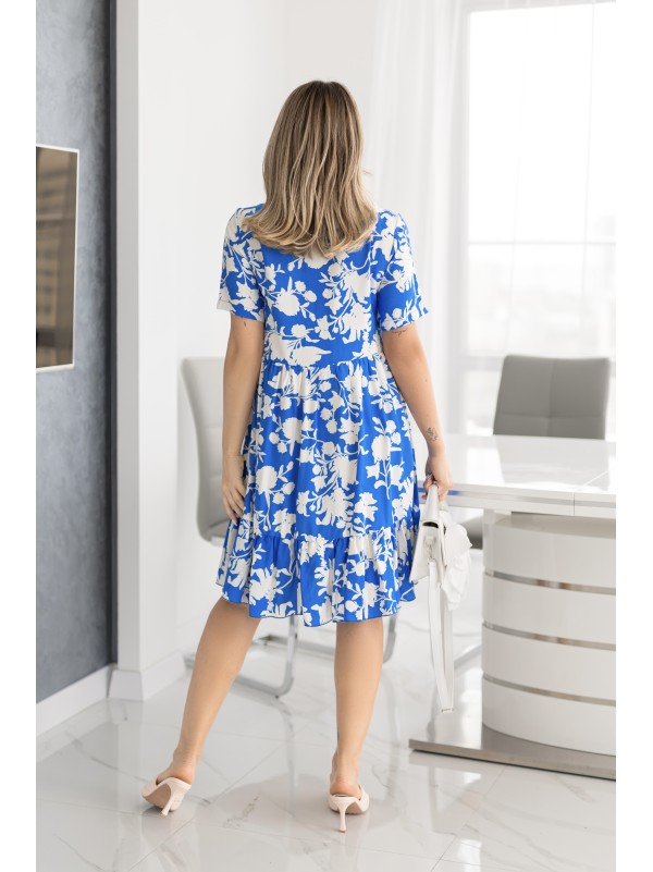 Літня сукня вільного крою в квiтку синього кольору 33217