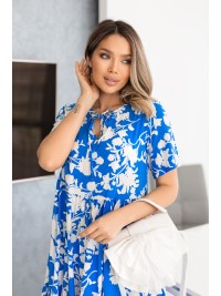 Літня сукня вільного крою в квiтку синього кольору 33217
