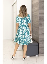 Літня сукня вільного крою в квiтку кольору морської хвилі 33219