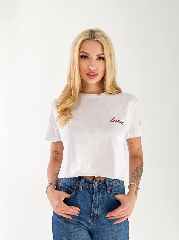 Жіночий топ Love молочного кольору 33225