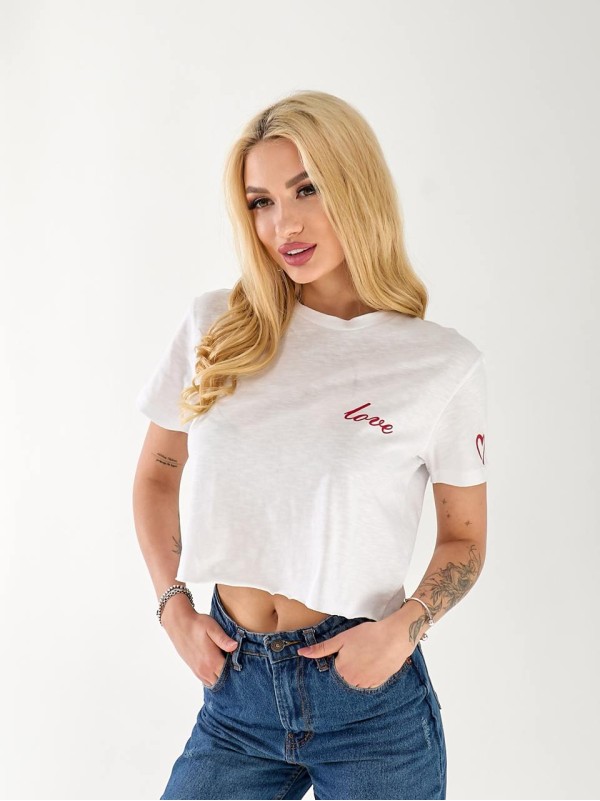 Жіночий топ Love молочного кольору 33225