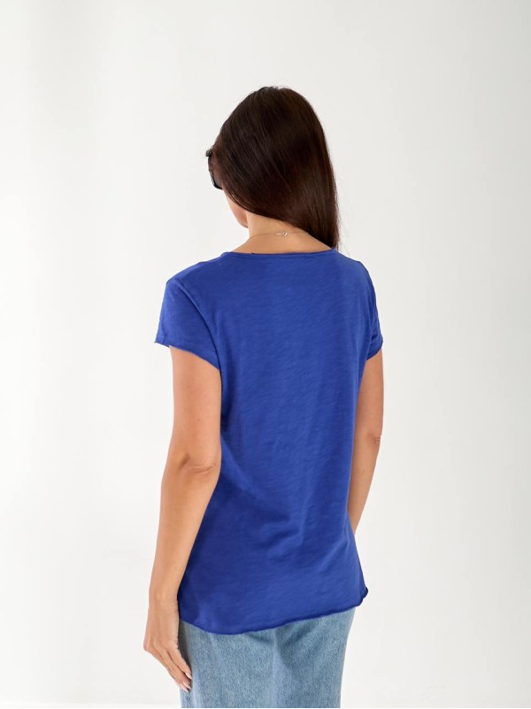 Базова жіноча футболка синього кольору 33226