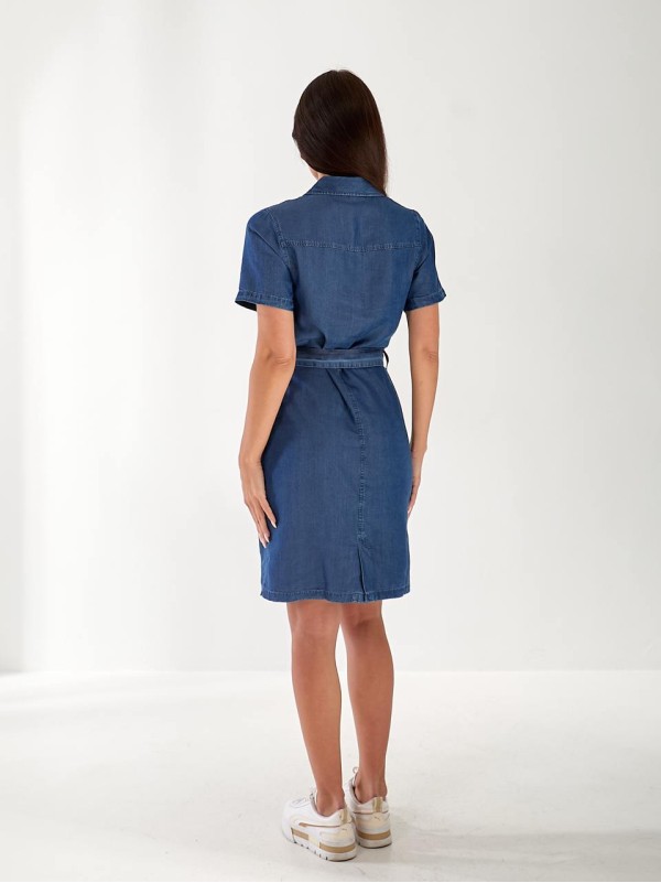 Жіночий джинсовий сарафан синього кольору 33227