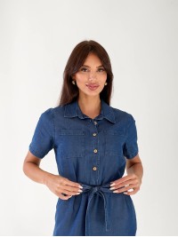 Жіночий джинсовий сарафан синього кольору 33227