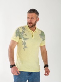 Чоловіча футболка поло з квітами жовтого кольору 33229