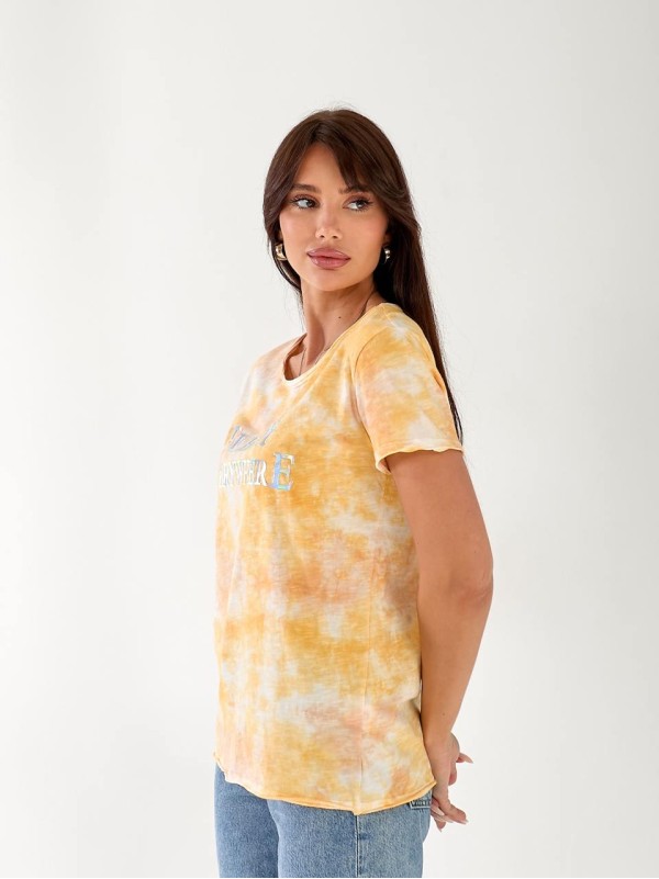 Жіноча футболка тай-дай помаранчевого кольору 33230