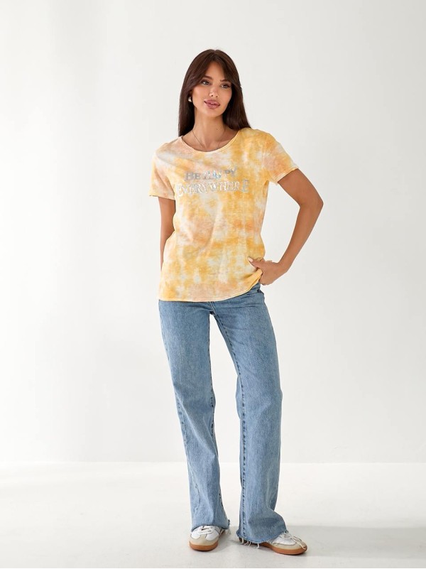 Жіноча футболка тай-дай помаранчевого кольору 33230