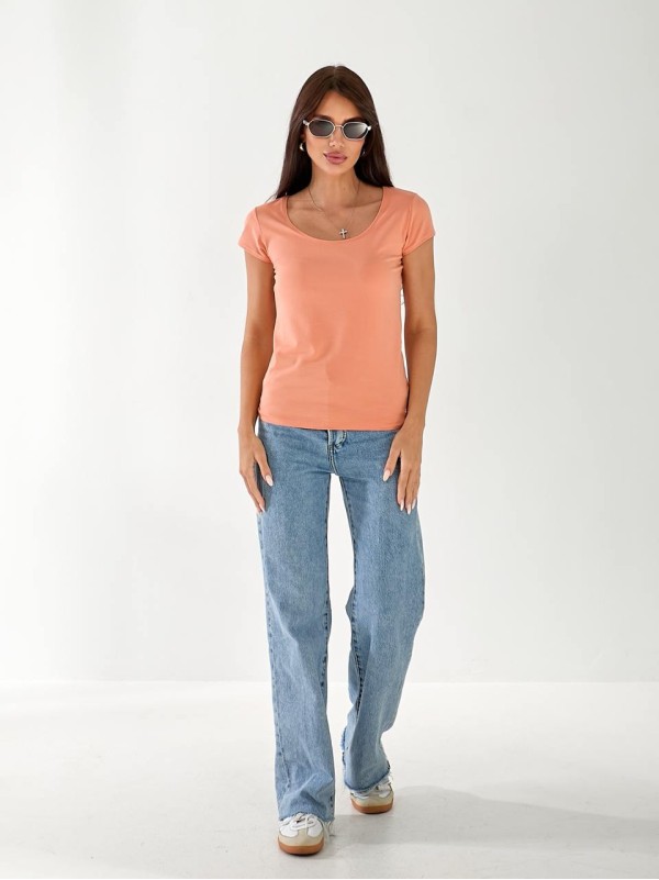 Жіноча футболка з великою помаранчевого чорного кольору 33238