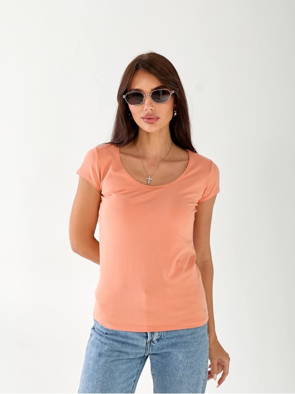 Жіноча футболка з великою помаранчевого чорного кольору 33238
