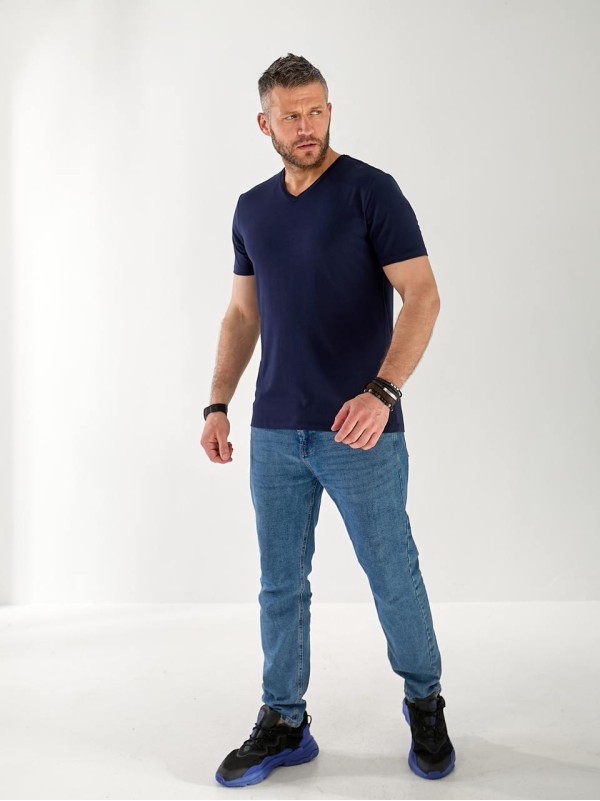 Чоловіча базова футболка синього кольору 33257