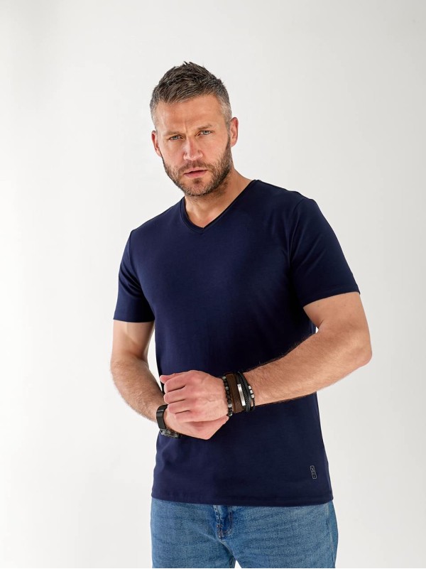 Чоловіча базова футболка синього кольору 33257