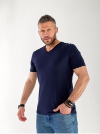 Чоловіча базова футболка синього кольору 33257